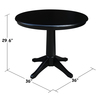 International Concepts Round Pedestal Table, 36 in W X 36 in L X 29.9 in H, Wood, Black K46-36RT-27B